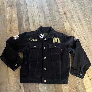 JH design boys demin black jacket size 12